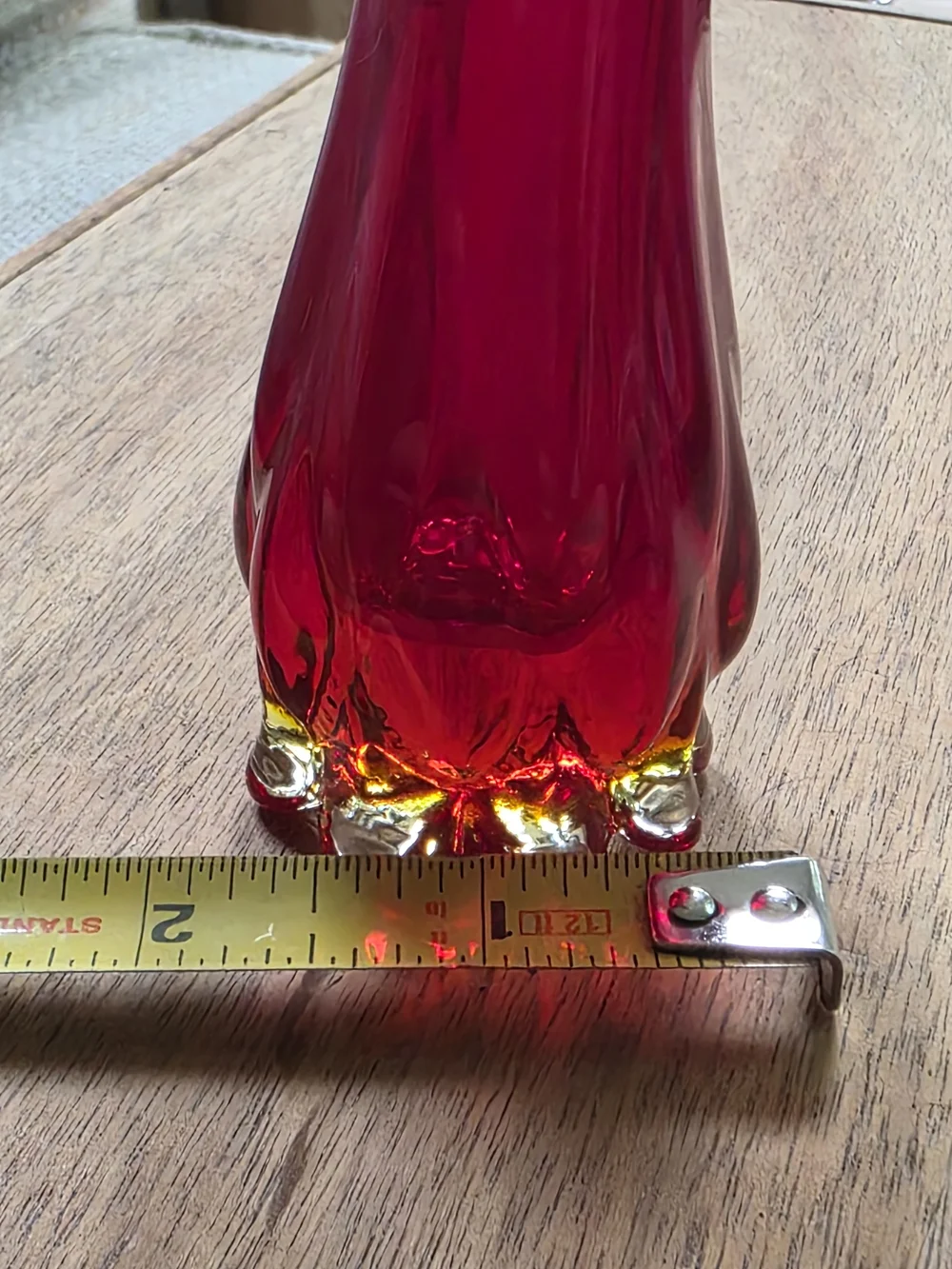 Vintage Ruby Red Fluted Art Glass Bud Vase Scalloped Edge Moody Maximalist